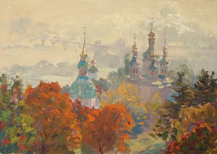 Painting «Golden autumn. Vydubickiy monastery», oil, canvas. Painter Lytovchenko Borys. Buy painting