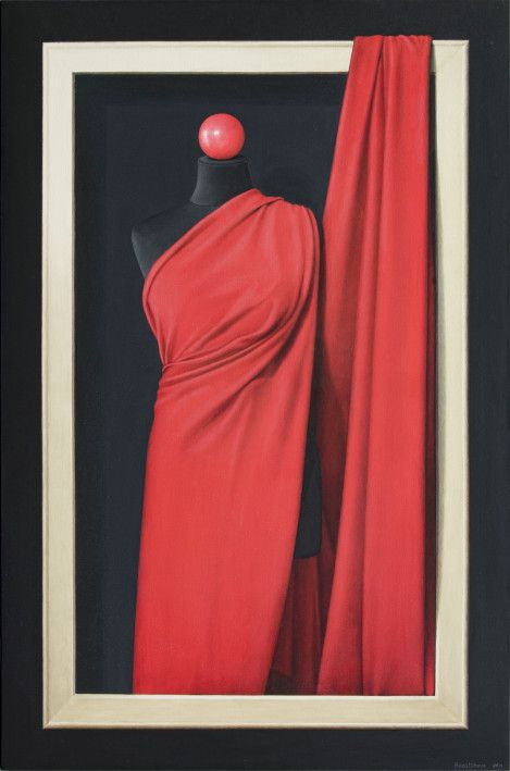 Картина «Просто красная ткань на чёрном манекене... », акрил, холст. Художница Багацкая Наталья. Купить картину