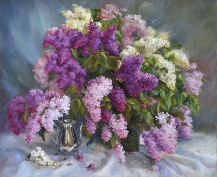 Painting «Lilac scent», oil, canvas. Painter Tomesko Yuliia. Buy painting