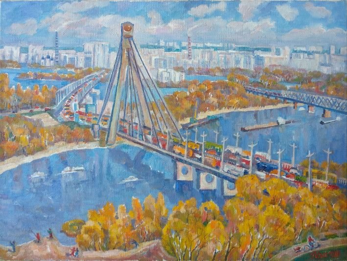 Painting «Kyiv. Autumn on the Dnieper», oil, canvas. Painter Kyrylenko-Barannikova Halyna. Buy painting