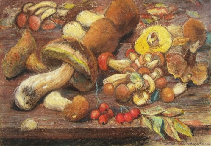 Painting «Mushrooms in September», pencil, paper. Painter Tytulenko Volodymyr. Buy painting