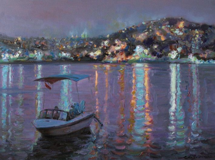 Painting «Night city lights», oil, canvas. Painter Pavlenko Leonid. Buy painting