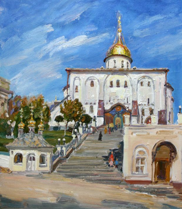 Painting «Trinity Cathedral. Pochaiv», oil, canvas. Painter Pavlenko Leonid. Buy painting