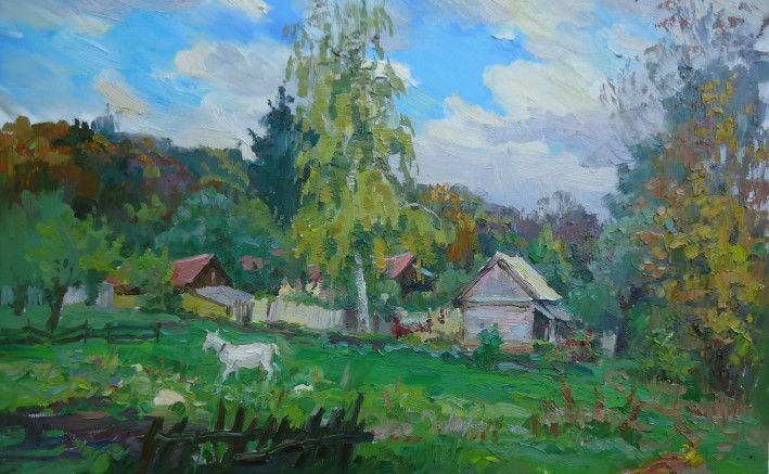 Painting «Landscape with a goat», oil, canvas. Painter Kutilov Yurii. Buy painting