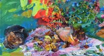 Картина “Натюрморт с грибами и ягодами”