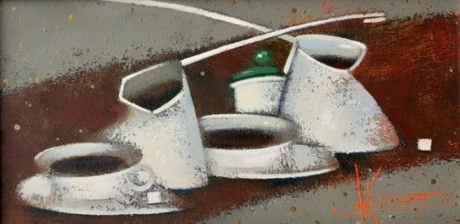 Painting «Double coffee», oil, canvas. Painter Korniienko Oksana. Buy painting