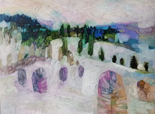 Картина «Зима у Карпатах», олійні фарби, двп. Художниця Булкіна Анна. Купити картину