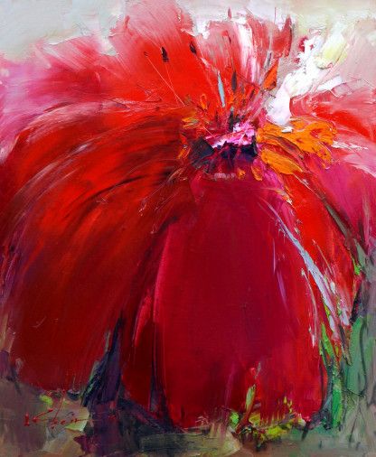 Painting «Red flower», oil, canvas. Painter Yevsyn Ihor. Sold