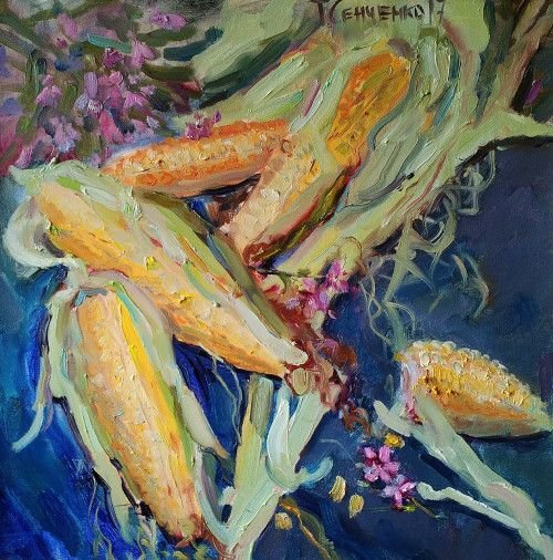 Painting «Bonduelle Corn», oil, canvas. Painter Senchenko Tetiana. Buy painting