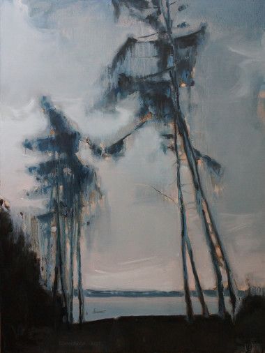 Painting «Pazaislis. Pine Trees by the River», oil, acrylic, canvas. Painter Beliusenko Oleksii. Sold