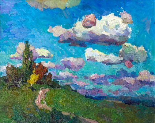 Painting «In the azure sky», oil, canvas. Painter Havryliuk Varvara. Sold