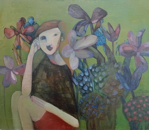 Painting «Flower watcher», oil, canvas. Painter Bulkina Anna. Buy painting