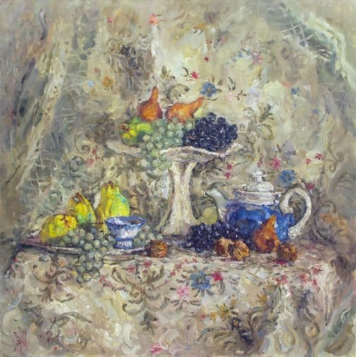 Painting «Grapes and quince», oil, canvas. Painter Brazhnyk Olena. Buy painting