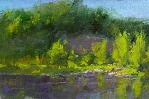 Painting «Rock above the lake», oil, canvas. Painter Kocherzhuk Mykola. Buy painting