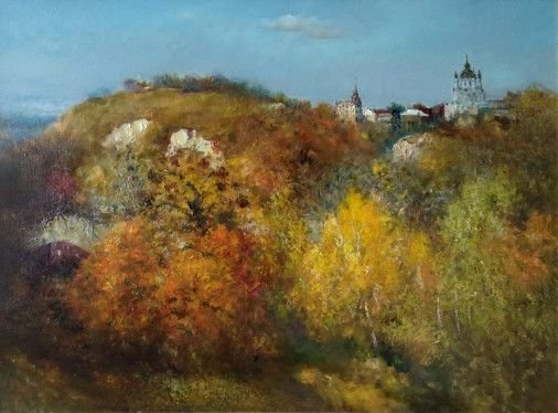 Painting «Autumn Podil. Kyiv», oil, canvas. Painter Kolesnykov Vitalii. Buy painting