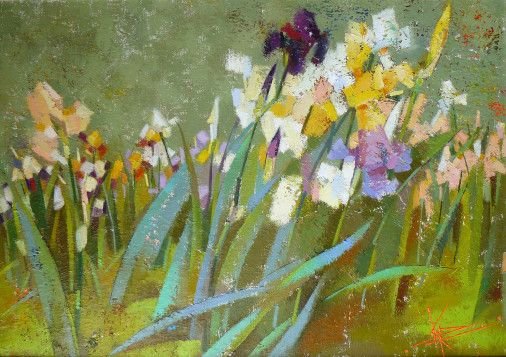 Painting «Irises time», oil, canvas. Painter Korniienko Oksana. Buy painting