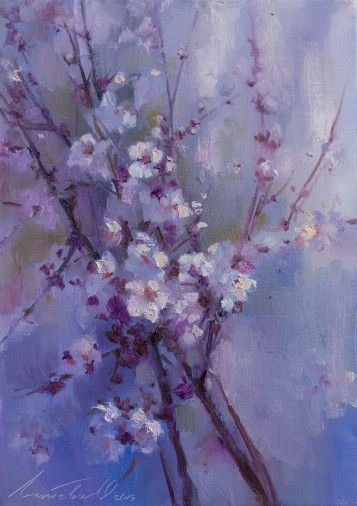 Painting «Almond blooms», oil, canvas. Painter Laptieva Olha. Buy painting