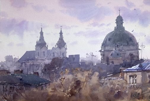 Painting «Lviv cityscapes», watercolor, paper. Painter Mykytenko Viktor. Buy painting