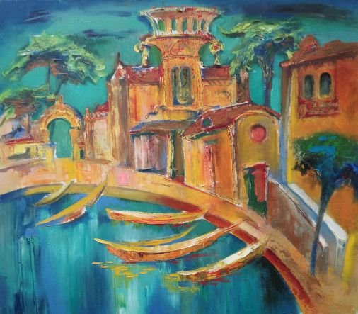 Картина «Марокканська пристань», олійні фарби, полотно. Художниця Герасименко Наталія. Купити картину