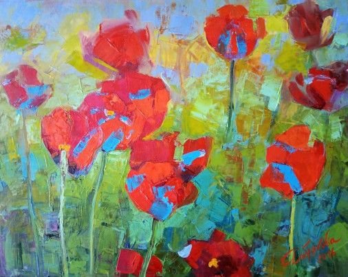 Painting «Poppies», oil, canvas. Painter Dobriakova Dariia. Buy painting