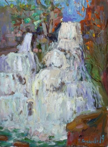 Painting «Carpathian waterfall», oil, canvas. Painter Senchenko Tetiana. Buy painting