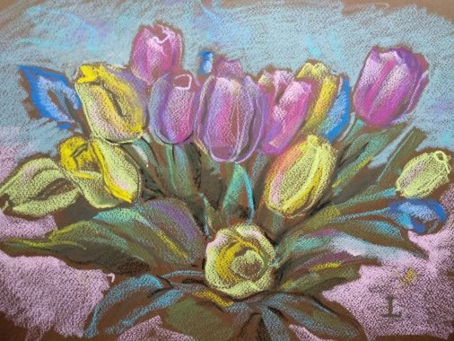Painting «tulips», pastel, paper. Painter Lukash Larysa. Buy painting