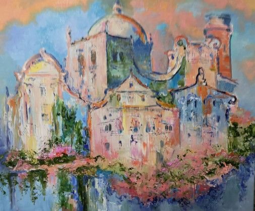 Painting «Magical town», oil, canvas. Painter Herasymenko Nataliia. Buy painting