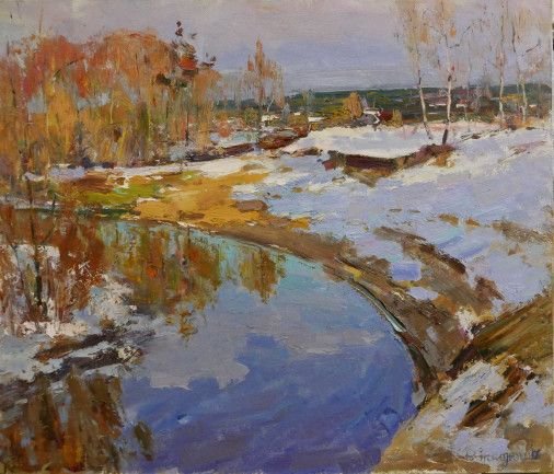 Painting «The snow is falling», oil, canvas. Painter Naidon Roman. Sold
