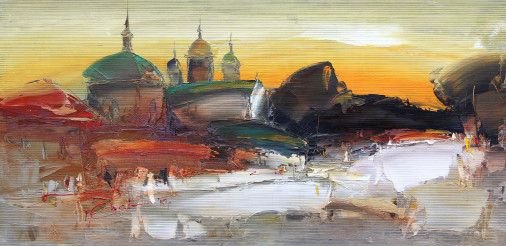 Painting «Kiev. Old street», oil, canvas. Painter Yevsyn Ihor. Sold