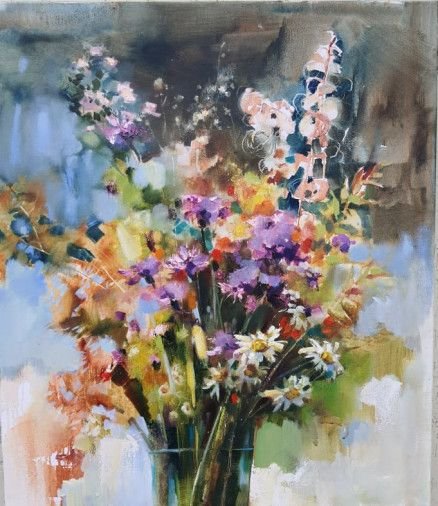 Картина «Осінні польові квіти», олійні фарби, полотно. Художниця Лаптєва Ольга. Купити картину
