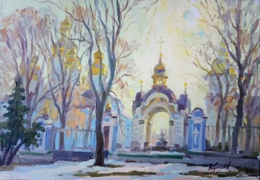 Painting «Near the Mikhailovsky Cathedral», oil, canvas. Painter Kutilov Yurii. Buy painting