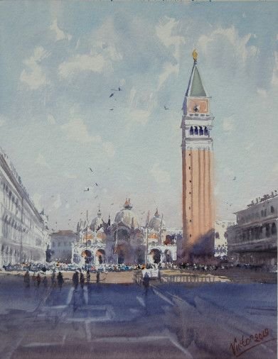 Painting «Venice. St. Mark's Square and Cathedral», watercolor, paper. Painter Mykytenko Viktor. Buy painting