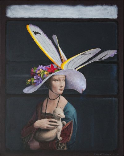 Painting «Lady with an Ermine Visiting Rothko», acrylic, mixed media, canvas. Painter Bahatska Nataliia. Buy painting