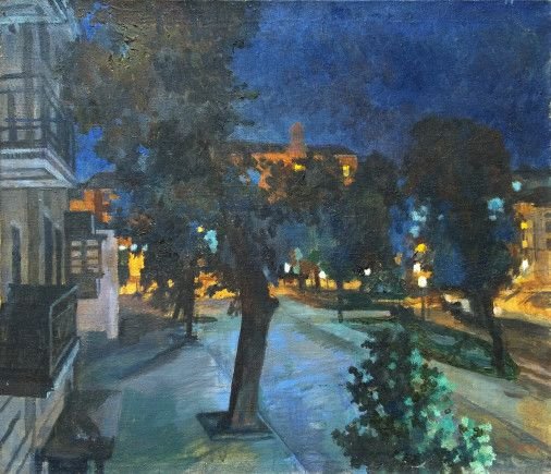 Painting «Kyiv. Night landscape», oil, canvas. Painter Chamata Ihor. Buy painting