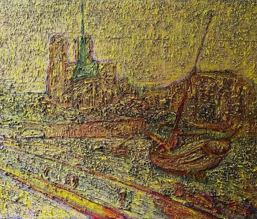 Painting «View of Notre Dame. Paris», oil, canvas. Painter Demtsiu Mykhailo. Sold