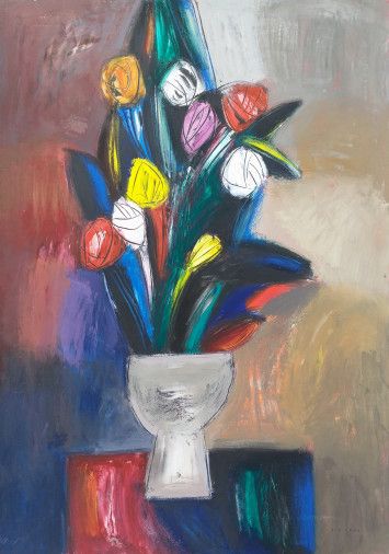 Painting «Flowers 2», acrylic, hardboard. Painter Adzhyndzhal Akhra. Buy painting