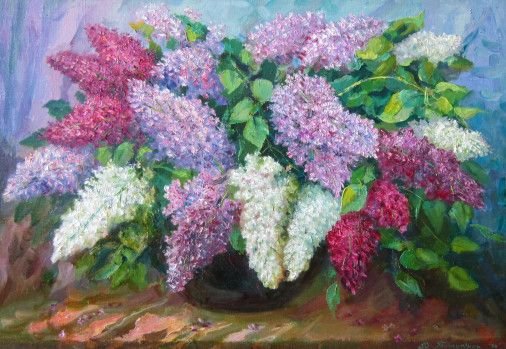 Painting «Still life with lilac», oil, canvas. Painter Tytulenko Volodymyr. Buy painting
