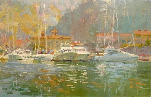 Painting «White yachts», oil, canvas. Painter Lytovchenko Borys. Buy painting