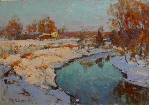 Painting «View with a river», oil, canvas. Painter Naidon Roman. Sold