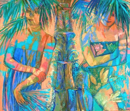 Painting «Under the palm trees», oil, canvas. Painter Kondratiuk Olena. Buy painting