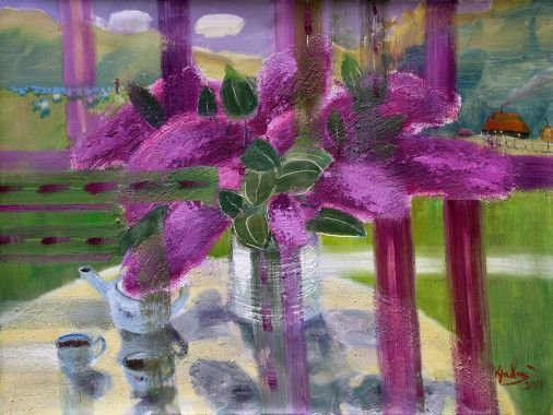 Painting «Lilac», oil, mixed media, canvas. Painter Kravets Dmytro. Buy painting