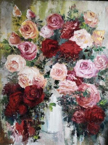 Painting «Bulgarian rose», oil, canvas. Painter Herasymenko Nataliia. Buy painting