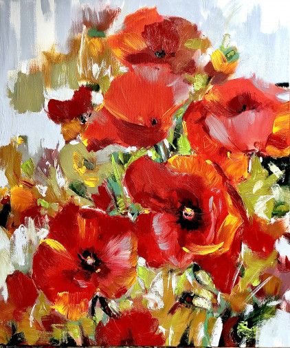 Painting «Poppies », oil, acrylic, canvas, paper. Painter Tymchuk Mykhailo. Sold