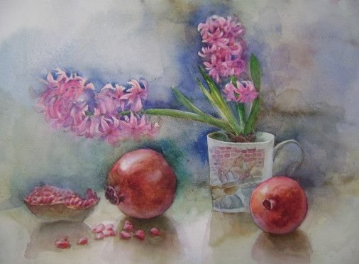 Painting «Pomegranate», watercolor, paper. Painter Dobrodii Hanna. Buy painting