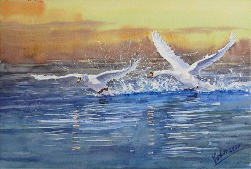 Painting «Takeoff», watercolor, paper. Painter Mykytenko Viktor. Buy painting