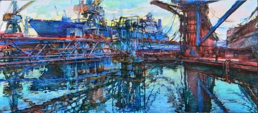 Painting «Illichivsk shiprepair yard (ISRY)», oil, canvas. Painter Kutsachenko Andrii. Buy painting