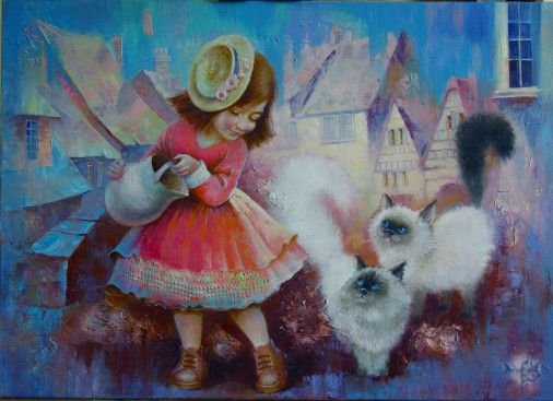 Painting «Milky morning», oil, canvas. Painter Dobrodii Hanna. Sold