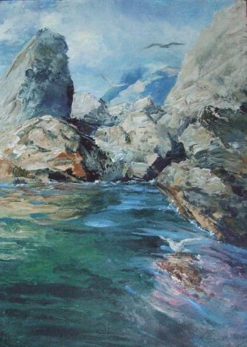 Картина «Скелі біля моря. СимеЇз», олійні фарби, полотно. Художниця Самойлик Олена. Купити картину