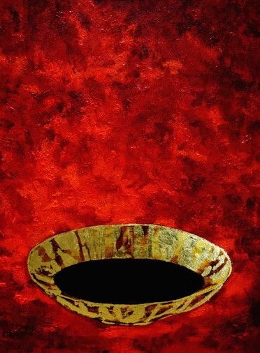 Картина «Натюрморт с золотой чашей и чёрной водой», масло, авторская, холст. Художница Дроздова Мария. Купить картину