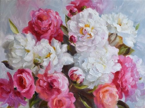 Painting «Silk blossom», oil, canvas. Painter Tomesko Yuliia. Sold